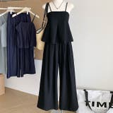 ブラック | セットアップペプラムキャミソールワイドパンツSET | WITCH