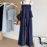 ネイビー | セットアップペプラムキャミソールワイドパンツSET | WITCH