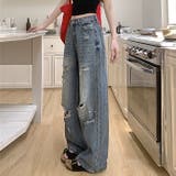 ダメージカットルーズデニムパンツ | WITCH | 詳細画像3 