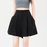 ブラック | 棉麻素材薄手タック入りショートパンツ | WITCH
