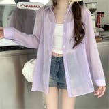 パープル | シアーシャツ シースルー 透け感ブラウス トップス  | WITCH