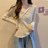 ベージュ | 秋新作ニットひねり ギャザー入り 無地トップス | WITCH
