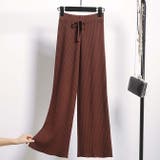 ブラウン | リブニットワイドパンツ | WITCH