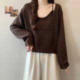 ブラウン | サスペンダー2点セットニットトップス | WITCH