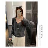 Vネックニットソー ニットセーター カジュアルトップス | WITCH | 詳細画像11