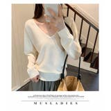 Vネックニットソー ニットセーター カジュアルトップス | WITCH | 詳細画像14