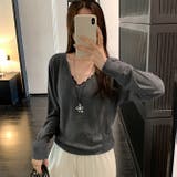 グレー | Vネックニットソー ニットセーター カジュアルトップス | WITCH