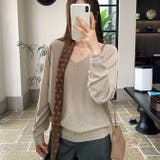 ベージュ | Vネックニットソー ニットセーター カジュアルトップス | WITCH