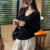 Vネックニットソー ニットセーター カジュアルトップス | WITCH | 詳細画像3