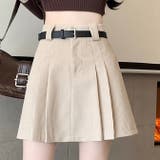 ベージュ | コーデュロイ プリーツ ハイウエストミニスカート | WITCH