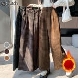 チェック柄ウール調ワイドパンツ Aラインロングパンツ | WITCH | 詳細画像1