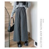 チェック柄ウール調ワイドパンツ Aラインロングパンツ | WITCH | 詳細画像12