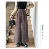 チェック柄ウール調ワイドパンツ Aラインロングパンツ | WITCH | 詳細画像14