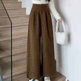 チェック柄ウール調ワイドパンツ Aラインロングパンツ | WITCH | 詳細画像2