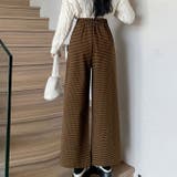 チェック柄ウール調ワイドパンツ Aラインロングパンツ | WITCH | 詳細画像3