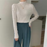 ホワイト | 縦リブ編みニットトップス | WITCH