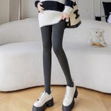 ダークグレー | 裏起毛マタニティレギンスボトムス ロング お腹楽ちん | WITCH