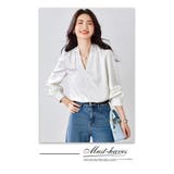 サテン風シャツブラウス Vネックトップス | WITCH | 詳細画像8 