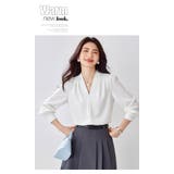 サテン風シャツブラウス Vネックトップス | WITCH | 詳細画像9 