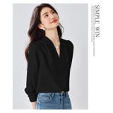 サテン風シャツブラウス Vネックトップス | WITCH | 詳細画像13 