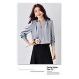 サテン風シャツブラウス Vネックトップス | WITCH | 詳細画像17 