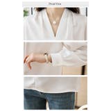 サテン風シャツブラウス Vネックトップス | WITCH | 詳細画像5 