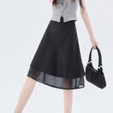 ブラック | 春夏 新作 裾レース サテンフレアミニスカート | WITCH