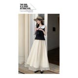 春夏 新作チュール Aラインシマキシ丈フレアスカート | WITCH | 詳細画像9 