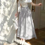 グレー | 春夏 新作チュール Aラインシマキシ丈フレアスカート | WITCH