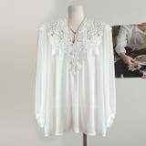 ホワイト | レース刺繍ブラウス トップキャミプレゼント | WITCH