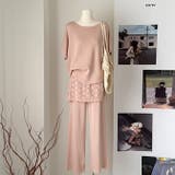 ピンク | ニットセットアップ スカートレイヤードドルマンスリーブトップス感度の高いワントー… | WITCH