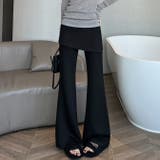 ブラック | ラップスカート付き フレアパンツ | WITCH