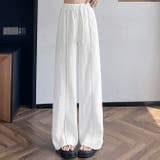 春夏新作棉麻素材フラワーレースラインワイドパンツ | WITCH | 詳細画像2 