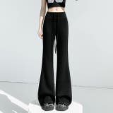 ブラック | キラキララメが可愛いスウェット パンツ セミフレア ワイドパンツ | WITCH