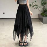 ブラック | 花びら ロングスカート | WITCH