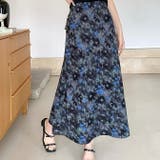 ブルー | 花柄プリンツフレアスカート | WITCH