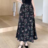 ブラック | 花柄プリンツフレアスカート | WITCH