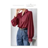 サテンブラウスサテンシャツ 長袖 パフスリーブ | WITCH | 詳細画像17 