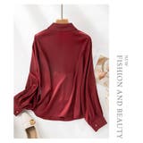 サテンブラウスサテンシャツ 長袖 パフスリーブ | WITCH | 詳細画像19 