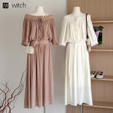 2点セットオフショルダーレース切替トップス+フレアロングスカート | WITCH | 詳細画像1 