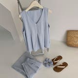 ブルー | リネン風ノースリーブセットアップ | WITCH