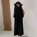 ブラック | リネン風ノースリーブセットアップ | WITCH