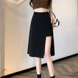 ブラック | アシンメトリー スリット ミディ タイトスカート | WITCH