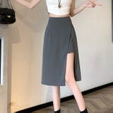 グレー | アシンメトリー スリット ミディ タイトスカート | WITCH