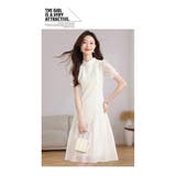 チャイナドレス レトロ風ワンピース 異素材切り替え 半袖 パフ袖 | WITCH | 詳細画像10 