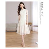 チャイナドレス レトロ風ワンピース 異素材切り替え 半袖 パフ袖 | WITCH | 詳細画像12 