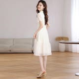 チャイナドレス レトロ風ワンピース 異素材切り替え 半袖 パフ袖 | WITCH | 詳細画像3 