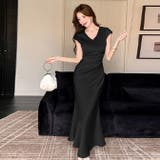 ブラック | サテンパーティードレスロングスカート | WITCH