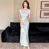 ブルー | サテンパーティードレスロングスカート | WITCH