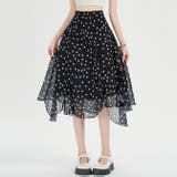 ブラック | ドット柄アシンメトリーフリルスカート | WITCH